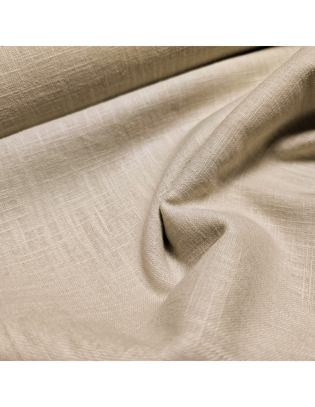 Tissu, Lin Lavé Uni, Beige Naturel, Laize 140 cm, 100% Lin 322g/ml