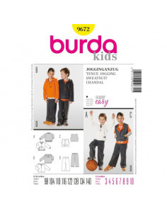 Patron N°9672  Burda kids : Ensemble jogging filles et garçons