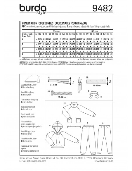 Patron N°9482 Burda kids : Coordonnés