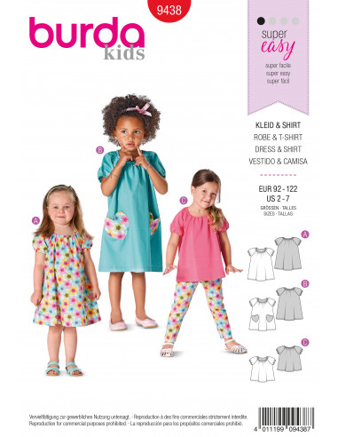 Patron N°9438 Burda kids : Robe et t-shirt