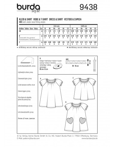 Patron N°9438 Burda kids : Robe et t-shirt