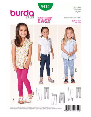 Patron N°9415 Burda kids : Legging fille