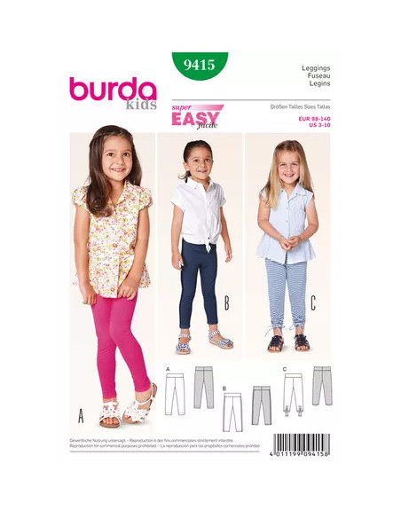 Patron N°9415 Burda kids : Legging fille