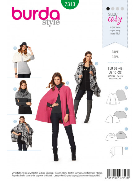 Patron N°7313 Burda : Cape