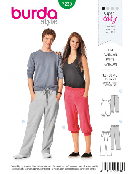 Patron N°7230 Burda Young : Pantalon