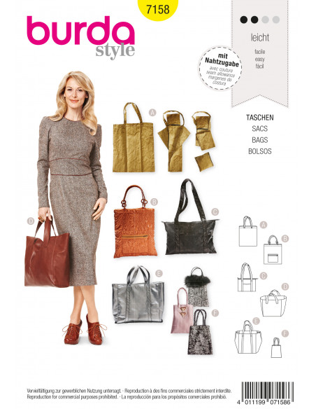 Patron N°7158 Burda : Sacs