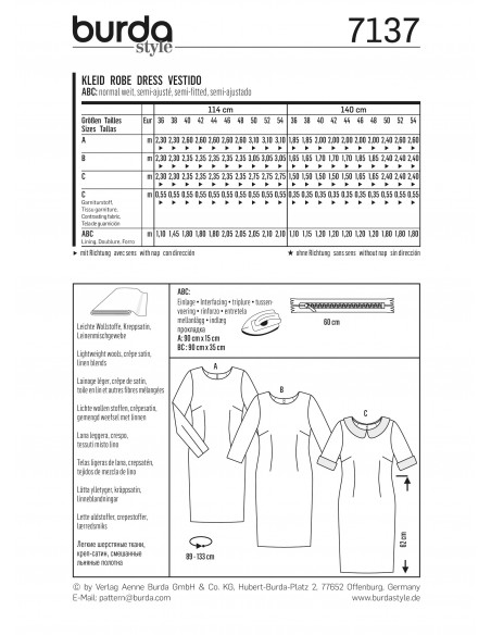 Patron N°7137 Burda : Robe