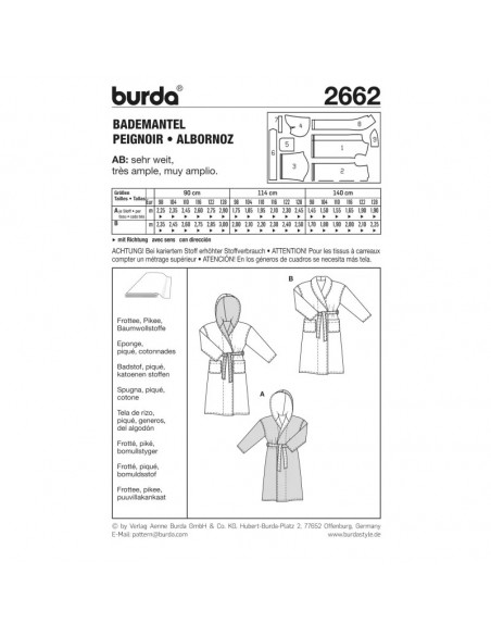 Patron N°2662 Burda kids : Peignoir