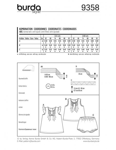 Patron Burda Kids 9358 Ensemble bébé
