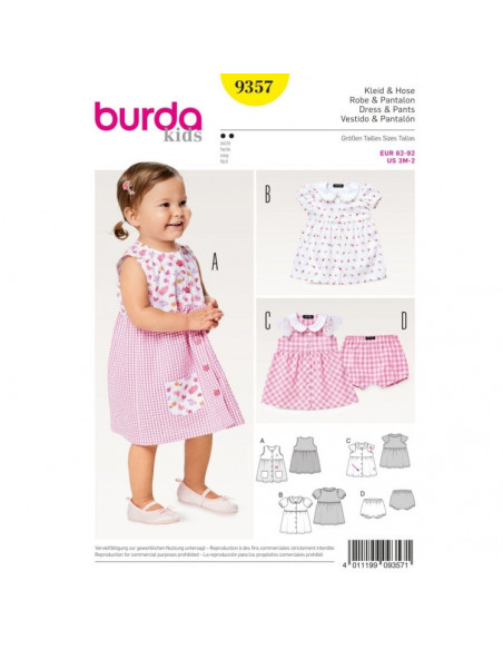 Patron Burda Kids 9357 Robe et pantalon