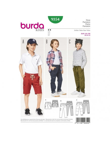 Patron Burda Kids 9354 Pantalon