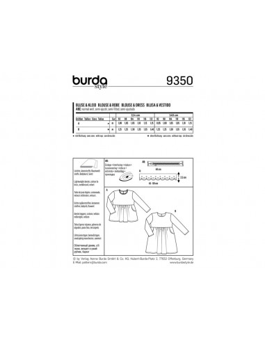 Patron Burda Kids 9350 Blouse et robe