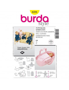 Patron Burda Creative 8591 habits de poupée