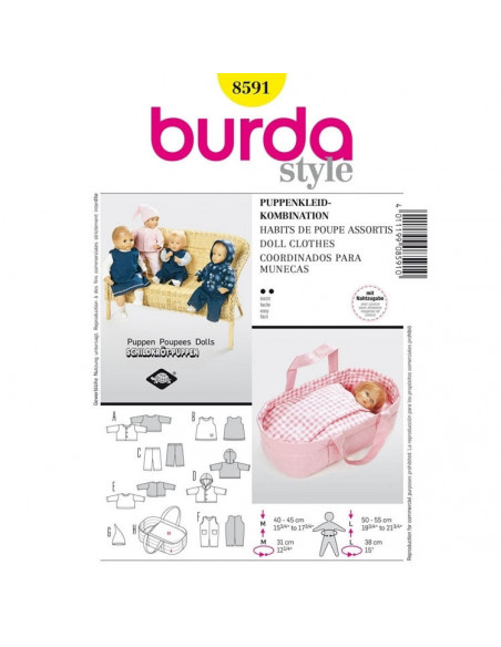 Patron Burda Creative 8591 habits de poupée