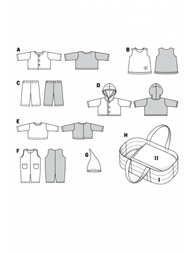 Patron Burda Creative 8591 habits de poupée