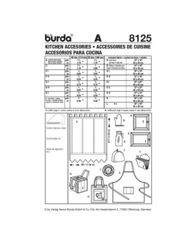 Patron Burda Creative 8125 Accessoires pour la cuisine