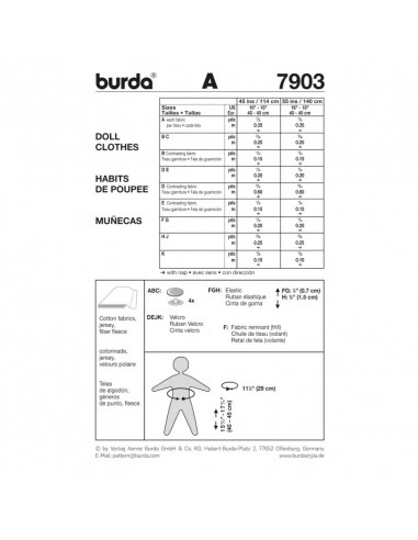 Patron Burda Creative 7903 Robes de poupées