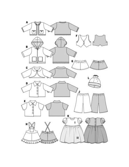Patron Burda Creative 7753 Vêtements de poupées