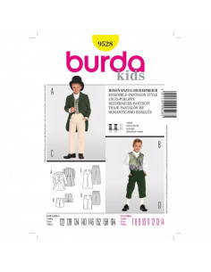 Patron Burda Carnaval 9528 - Déguisement Historique Ensemble et Pantalon style Louis - Philippe enfant