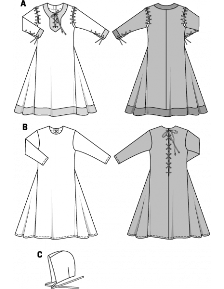 Patron Burda Carnaval 9473 - Déguisement Historique Robe médiévale enfant