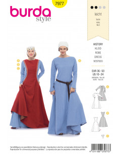 Patron Burda Carnaval 7977 - Déguisement Historique Robe Médiévale Femme