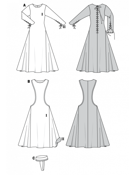 Patron Burda Carnaval 7977 - Déguisement Historique Robe Médiévale Femme