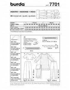 Patron Burda Carnaval 7701 - Déguisement Historique Indienne Femme 2