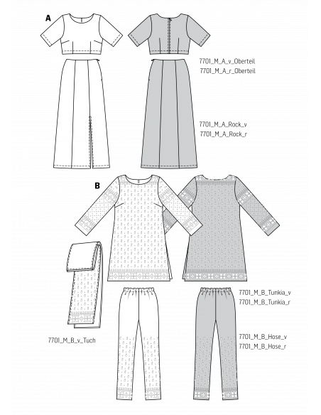 Patron Burda Carnaval 7701 - Déguisement Historique Indienne Femme