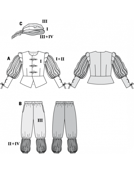 Patron Burda Carnaval 7467 - Déguisement Historique Lansquenet Homme