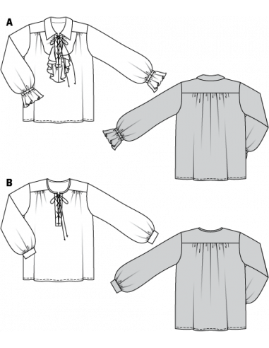 Patron Burda Carnaval 7332 - Déguisement Historique Chemise de pirate Homme