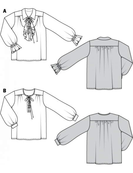 Patron Burda Carnaval 7332 - Déguisement Historique Chemise de pirate Homme