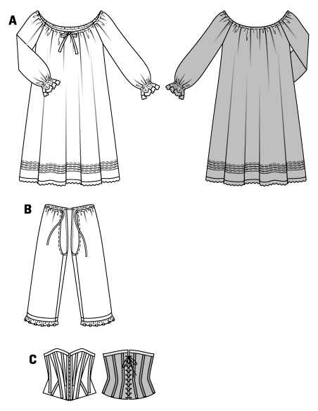Patron Burda Carnaval 7156 - Déguisement Historique Sous - Vêtements Femme
