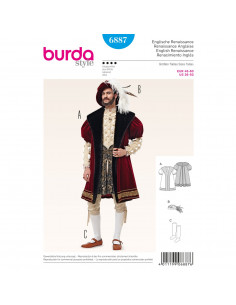 Patron Burda Carnaval 6887 - Déguisement Historique Renaissance anglaise Homme