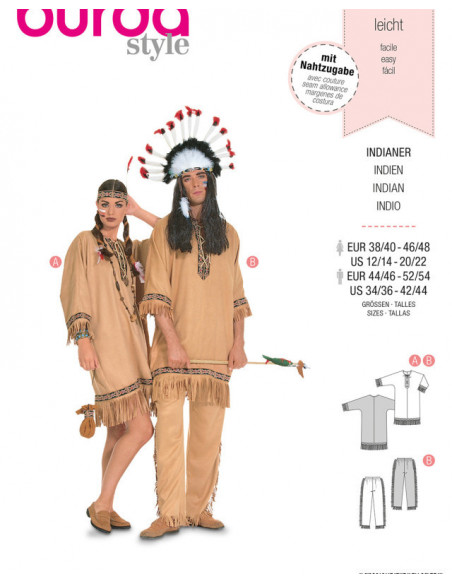 Patron Burda Carnaval 5815 - Déguisement indien Homme et Femme