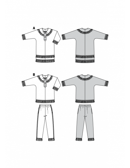 Patron Burda Carnaval 5812 - Déguisement Costume indien enfant