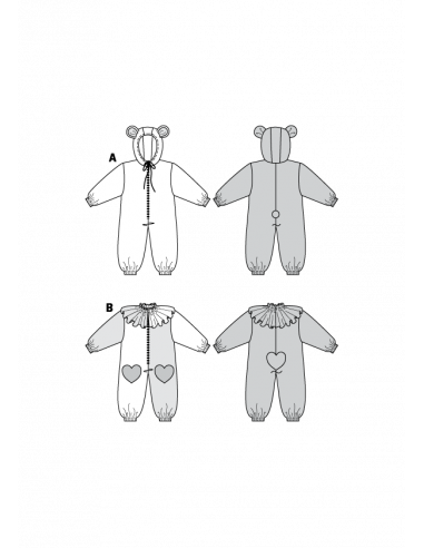 Patron Burda Carnaval 4946 -  Déguisement Clown & ours bébé