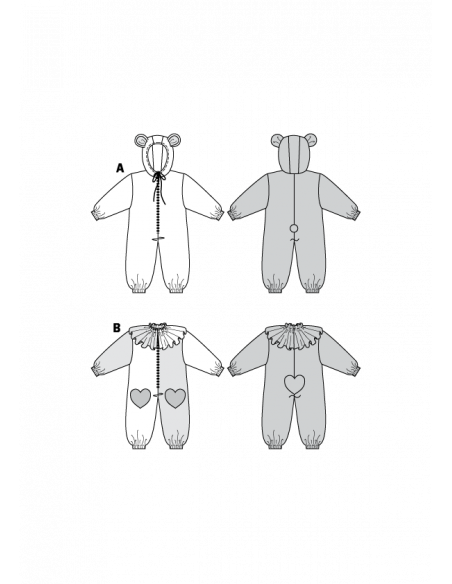 Patron Burda Carnaval 4946 -  Déguisement Clown & ours bébé