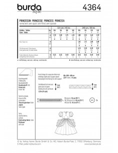 Patron Burda Carnaval 4364 -  Déguisement Historique de   Princesse enfant 2