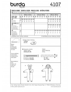 Patron Burda Carnaval 4107 - Déguisement Combinaison Souris & Chien enfant 2