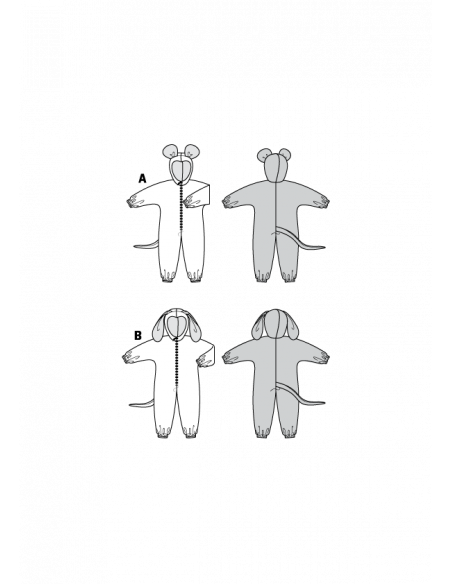 Patron Burda Carnaval 4107 - Déguisement Combinaison Souris & Chien enfant