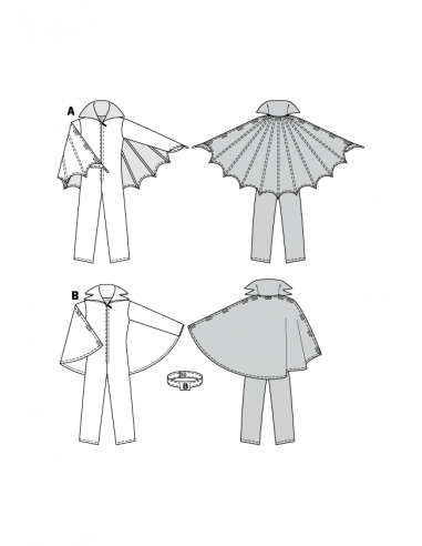 Patron Burda Carnaval 2791 -  Déguisement Chauve - souris, Vampire enfant