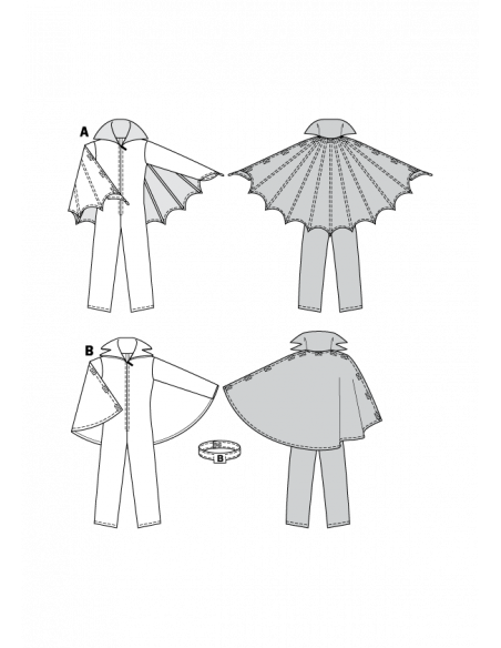 Patron Burda Carnaval 2791 -  Déguisement Chauve - souris, Vampire enfant