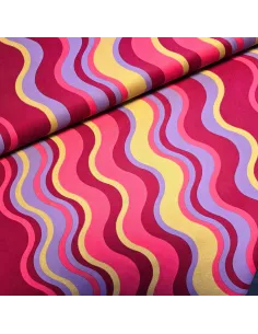 Tissu, Popeline de Coton Vagues Lurex, Rose Doré, Laize 150 cm, 100% Coton 163g/m²