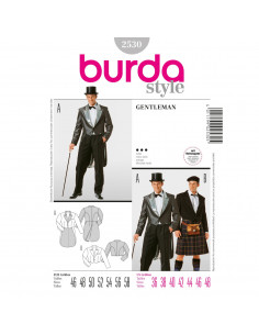 Patron Burda Carnaval 2530 - Déguisement  Veste Gentleman & Highlander Homme