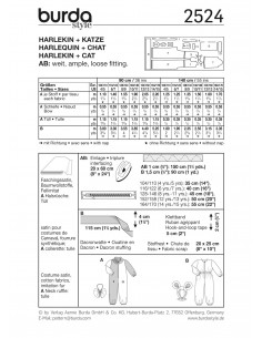 Patron Burda Carnaval 2524 - Déguisement Arlequin et Chat enfant 2