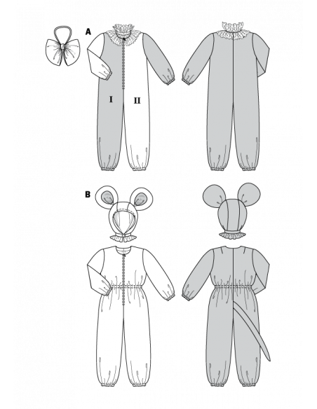 Patron Burda Carnaval 2524 - Déguisement Arlequin et Chat enfant