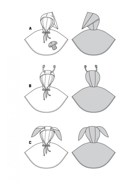 Patron Burda Carnaval 2517 - Déguisement Cape lapin, Coccinelle, Champignon bébé