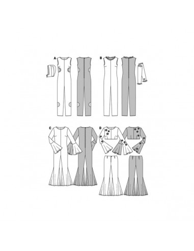 Patron Burda Carnaval 2511 - Déguisement Combi Hippie , sorcière, futuriste et animal Femme