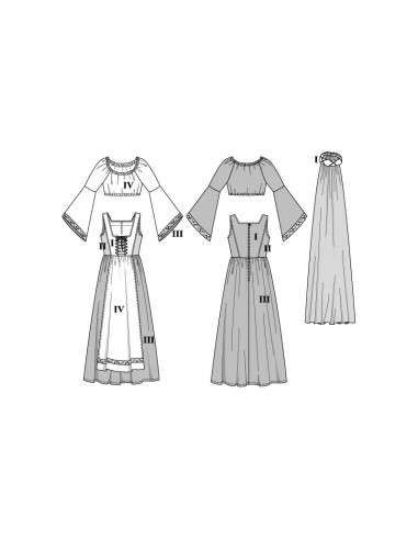 Patron Burda Carnaval 2509 - Déguisement Historique Châtelaine Femme