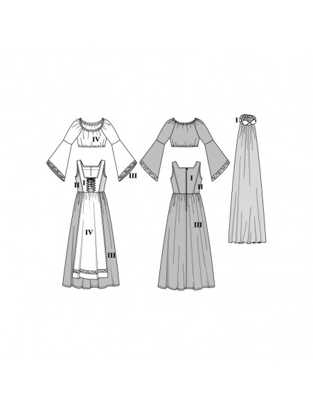 Patron Burda Carnaval 2509 - Déguisement Historique Châtelaine Femme